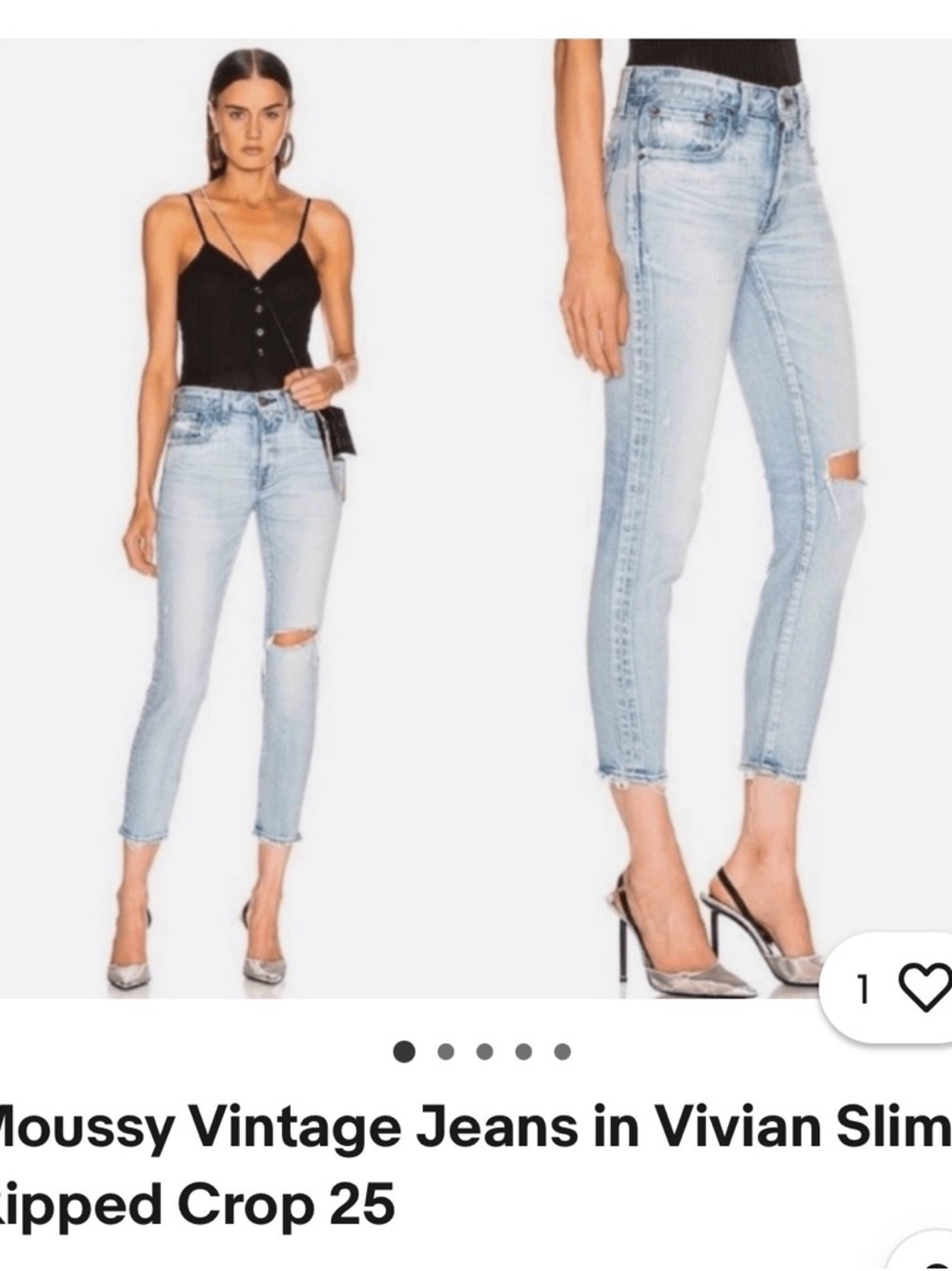 Moussy Light Wash Distressed Cropped Slim Jeans